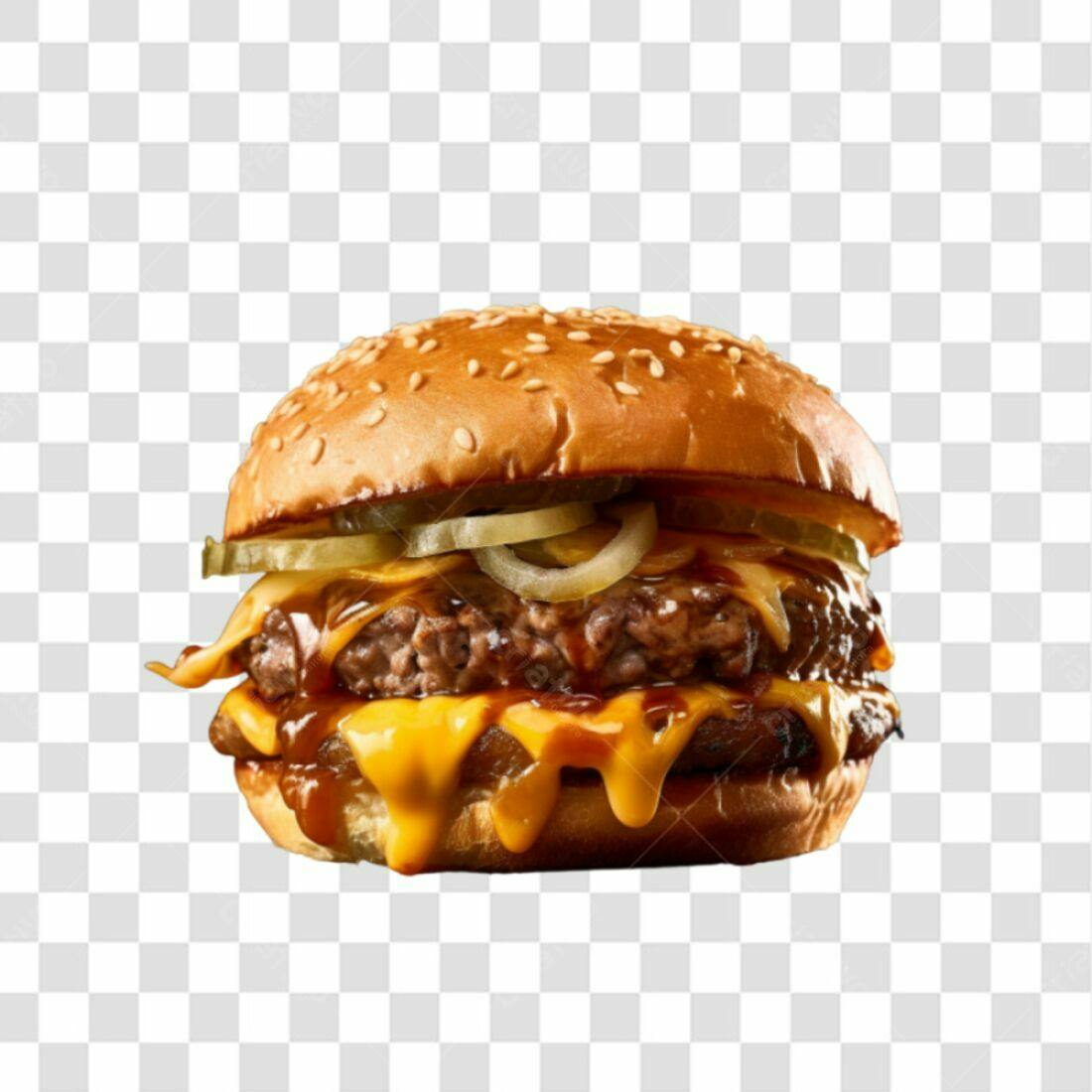 Imagem PNG de Hambúrguer com Queijo e Picles com fundo transparente