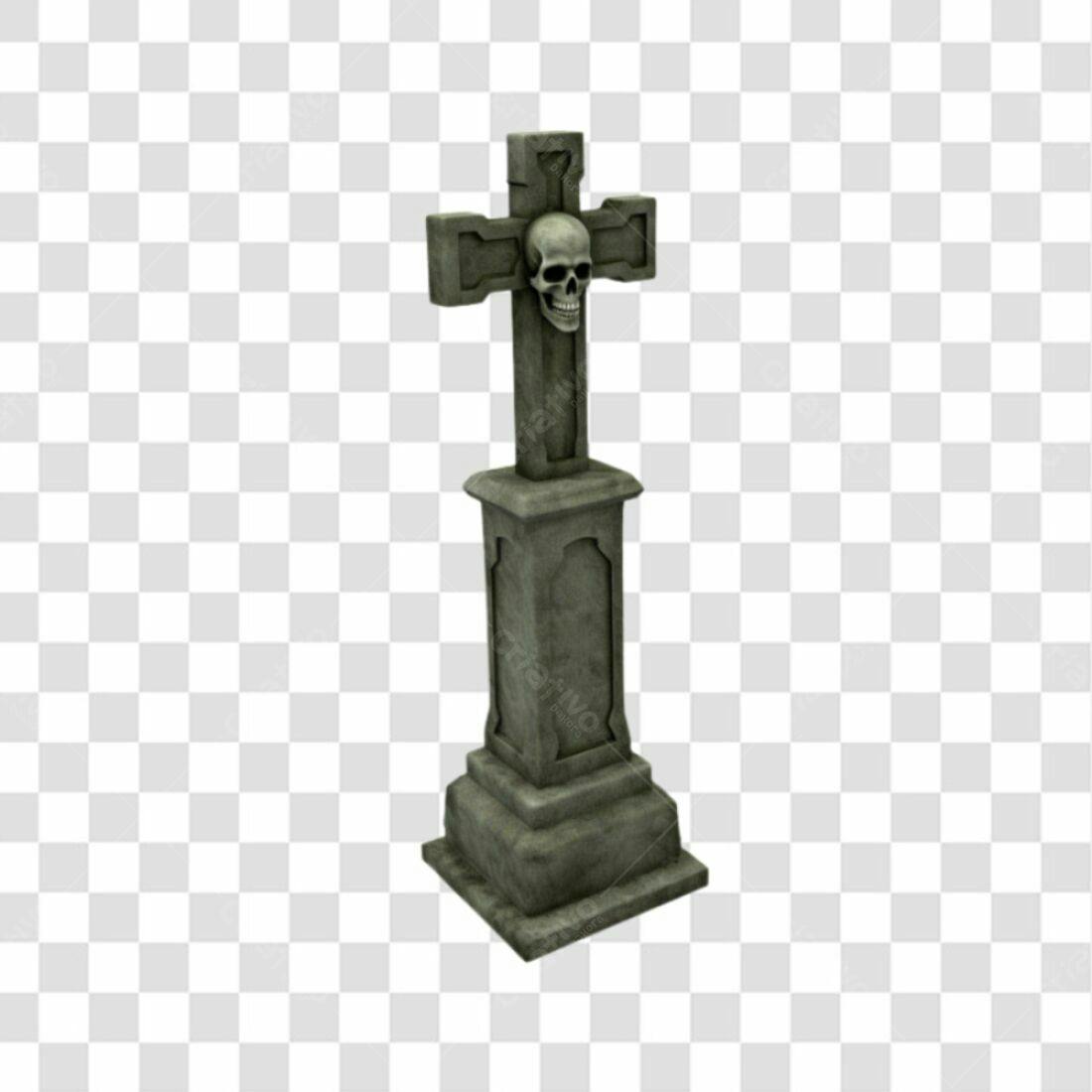 Icone Halloween Caveira Cruz PNG com fundo transparente