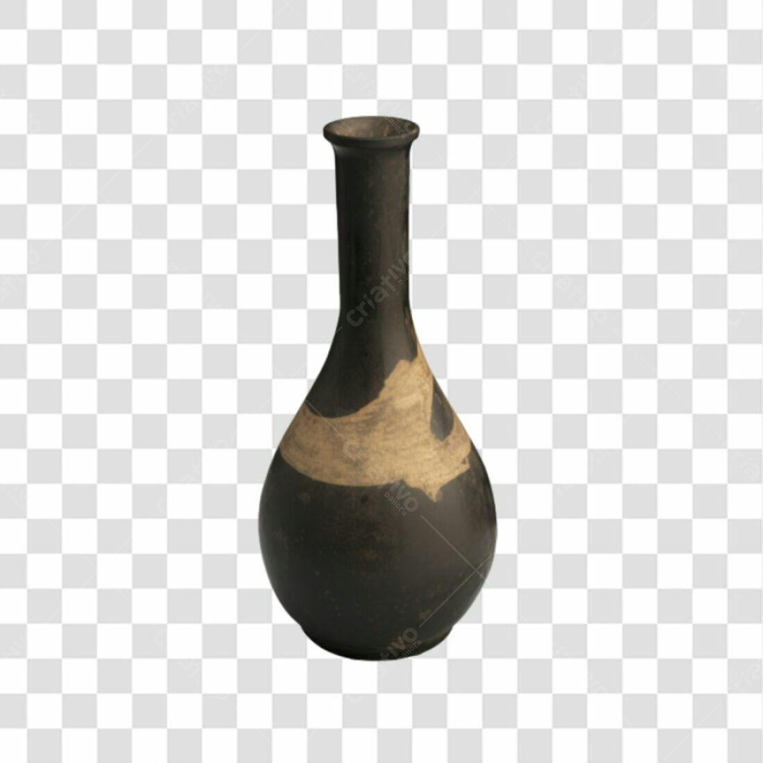 Icone Vaso Cerâmica Preto e Bege PNG com fundo transparente