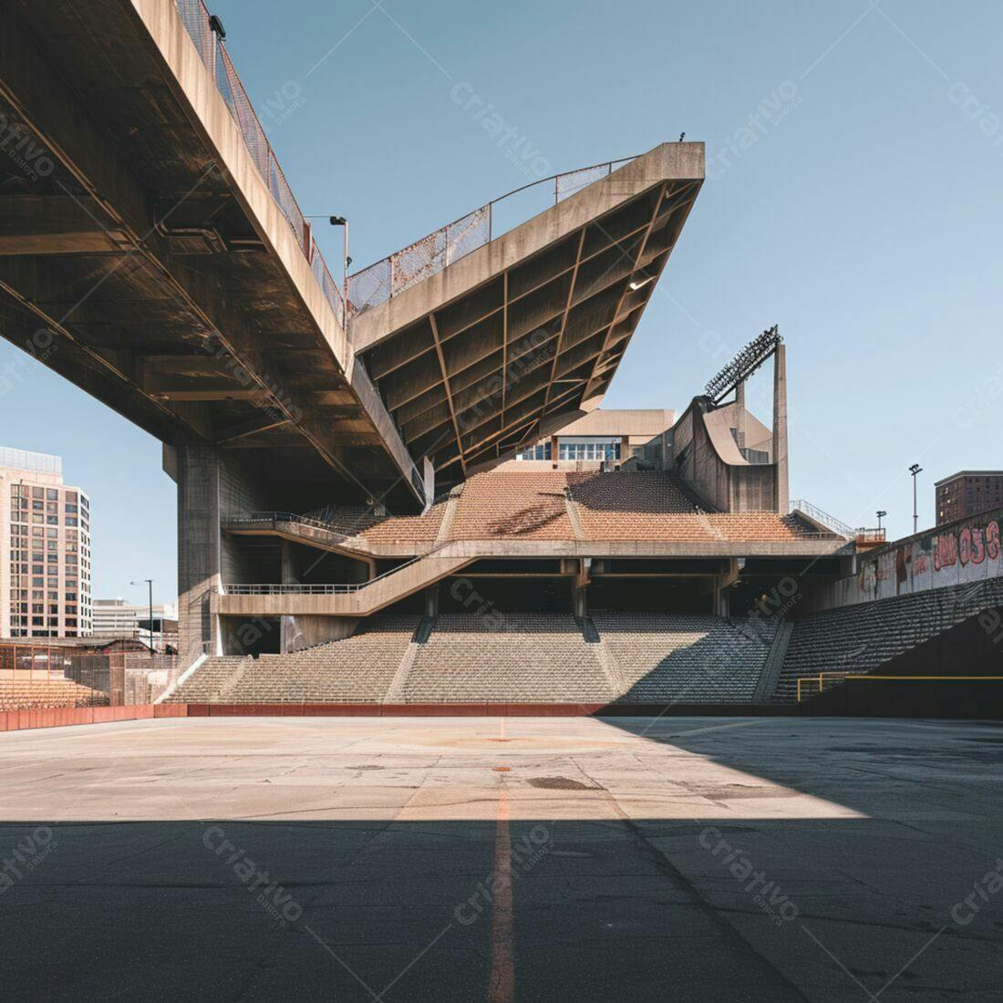 Estádio Vazio sob Ponte de Concreto