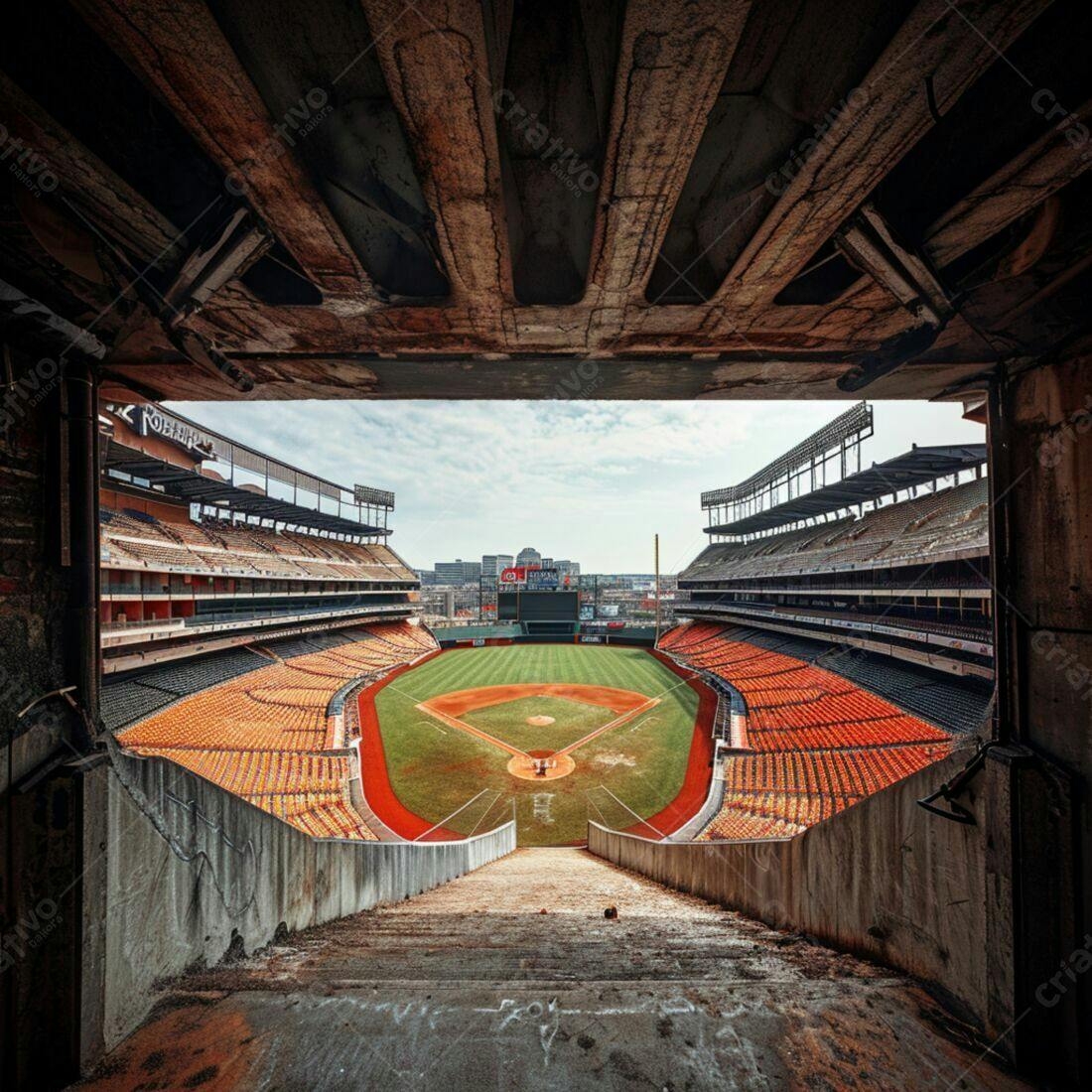 Estádio de Beisebol Vazio Vista Panorâmica