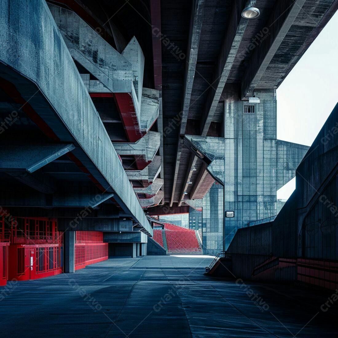 Arquitetura moderna concreto e vermelho