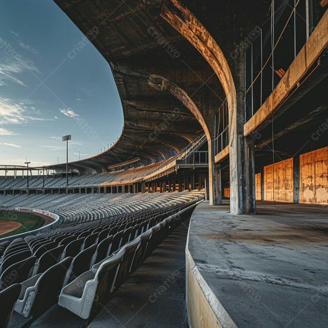 Estádio abandonado ao amanhecer
