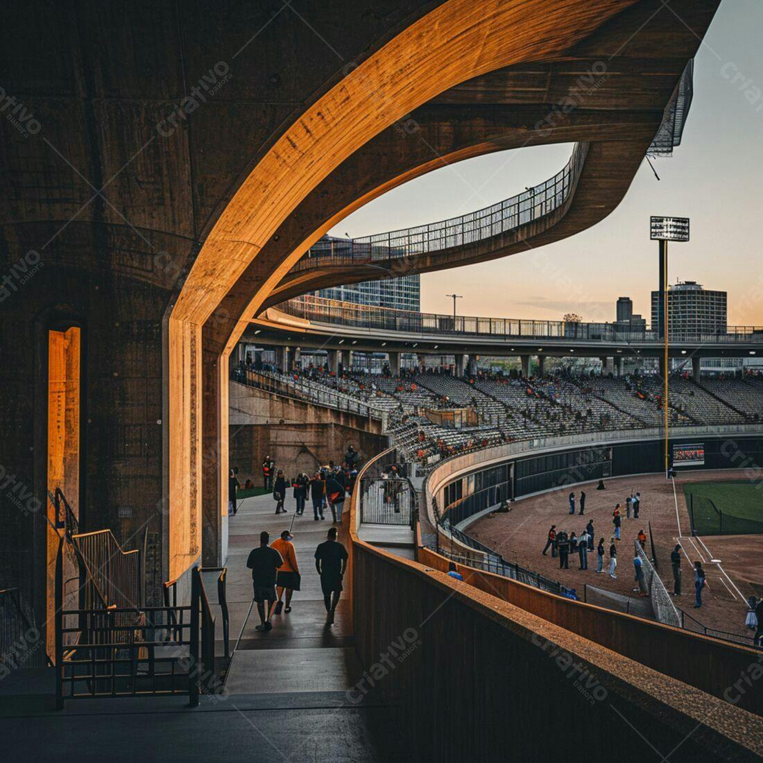 Estádio de beisebol ao entardecer