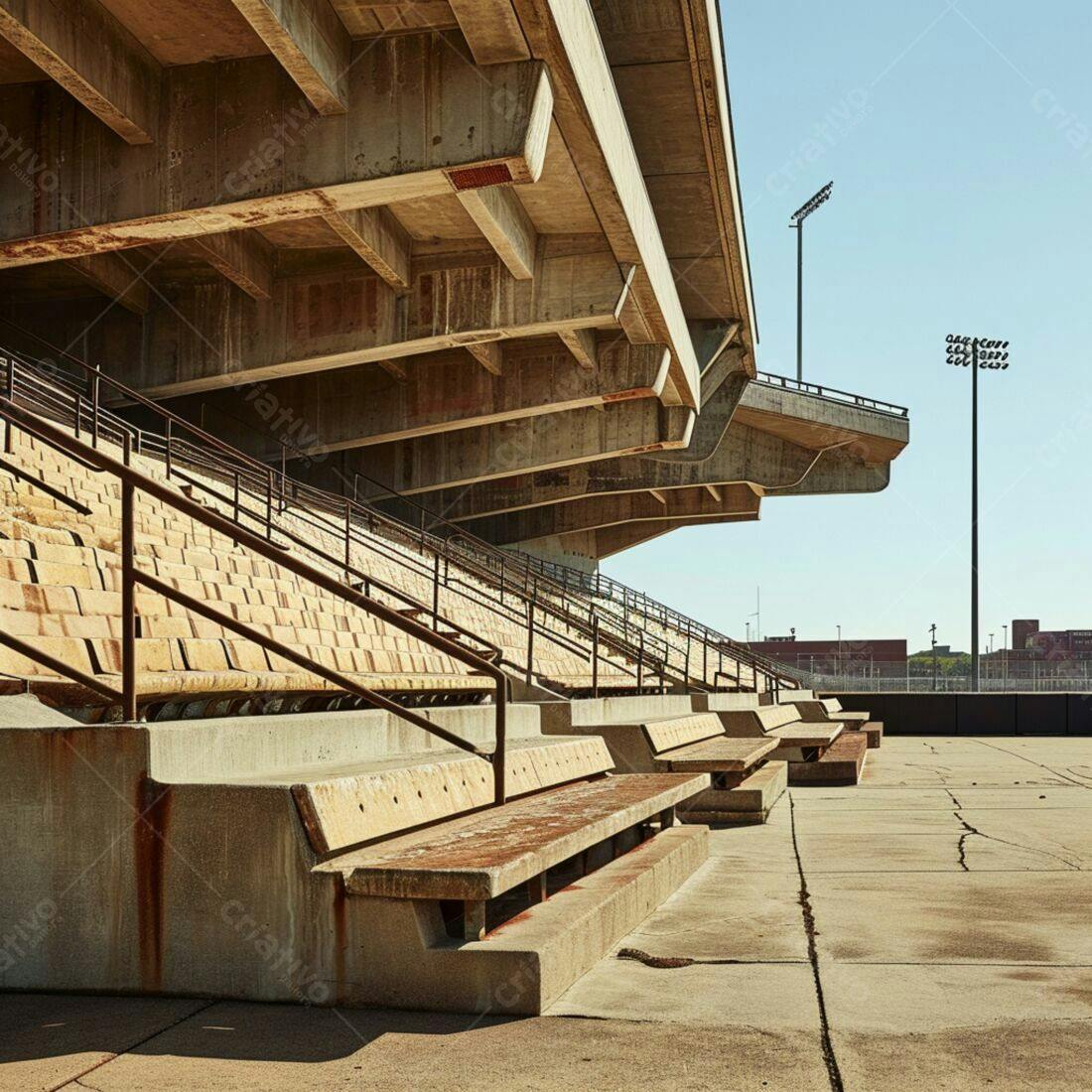 Arquibancadas de concreto em estádio vazio
