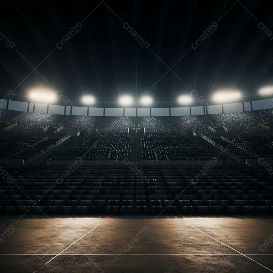 Arena vazia iluminada à noite