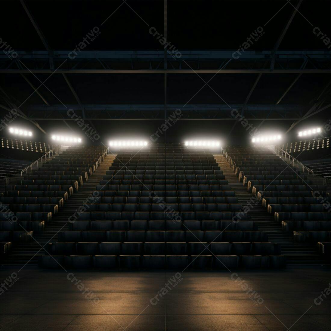 Auditório vazio iluminado à noite