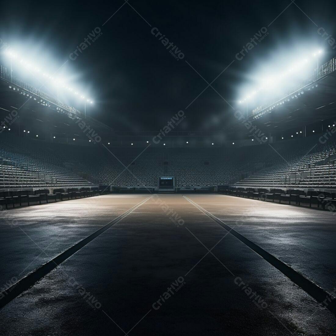 Estádio vazio iluminado à noite
