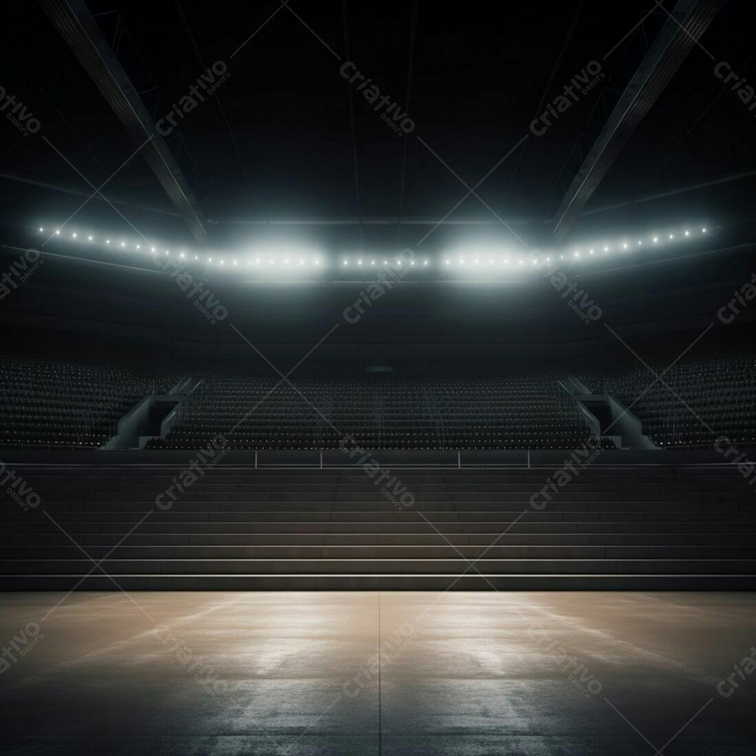 Estádio vazio iluminado à noite