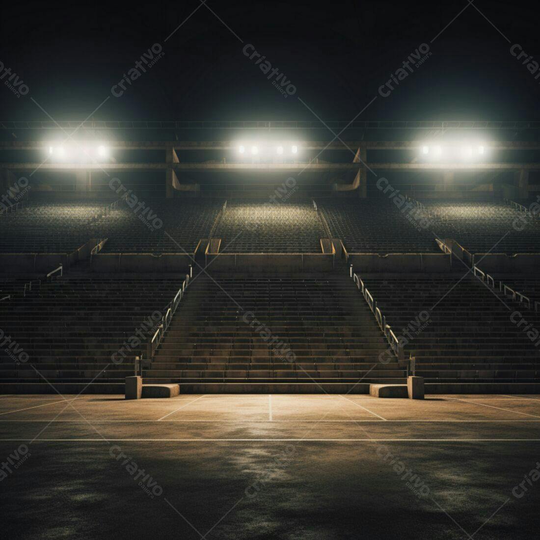 Estádio vazio iluminado à noite