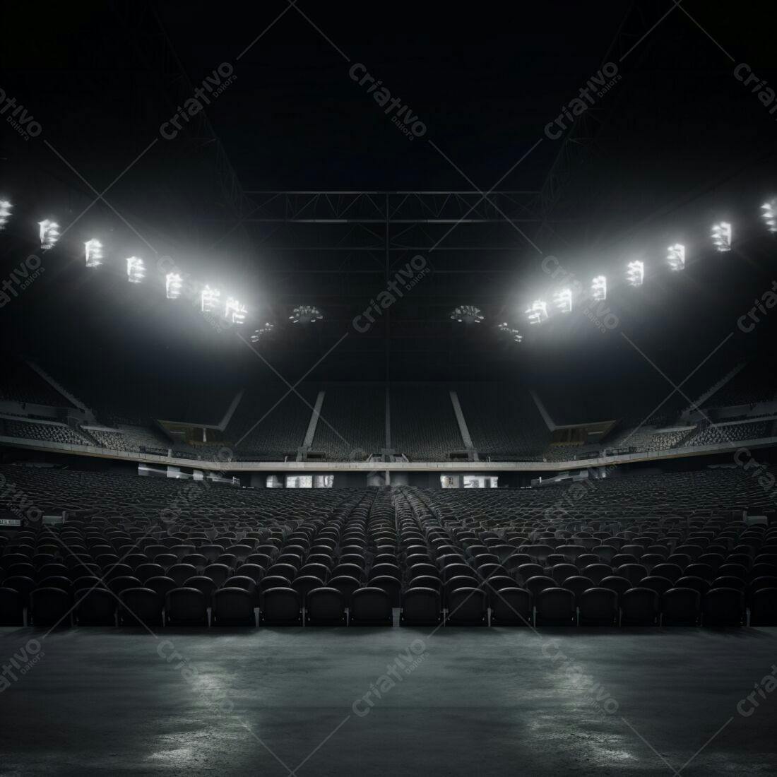 Estádio vazio iluminado à noite