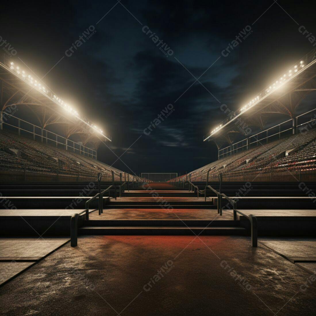 Estádio vazio noite iluminado