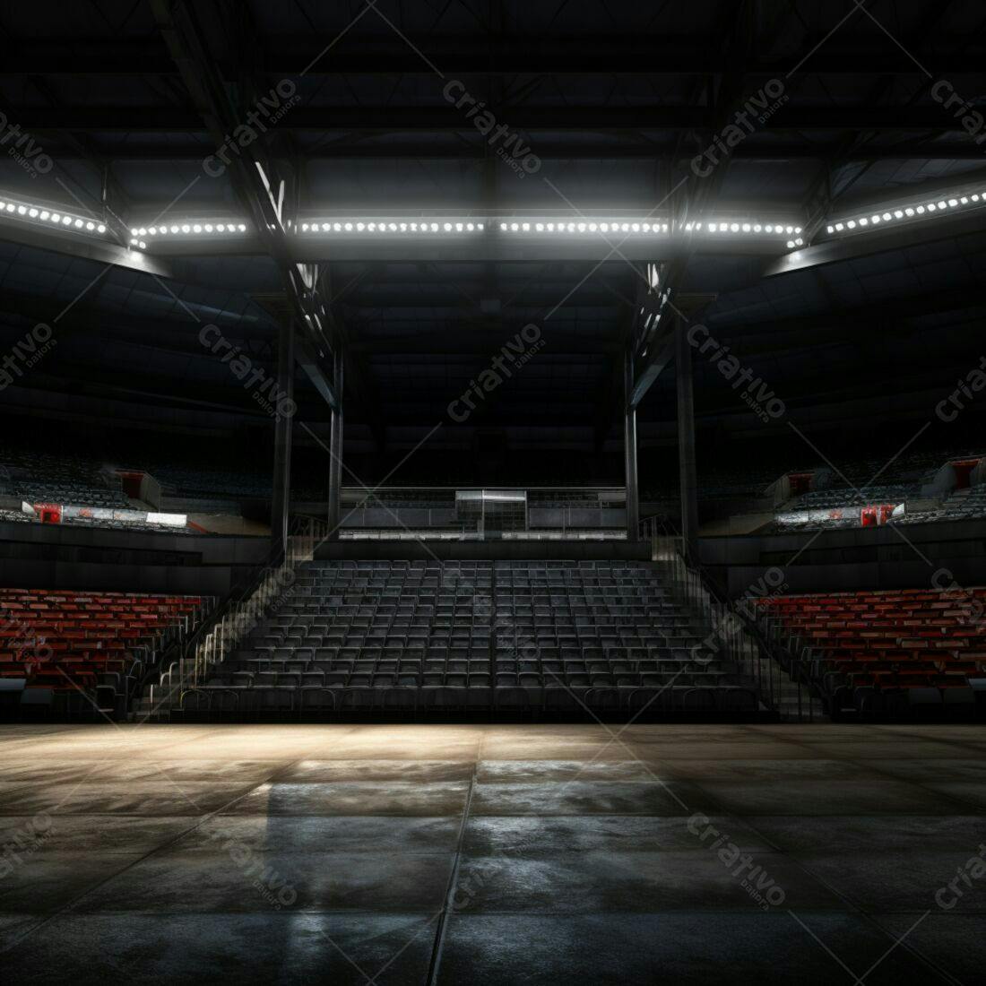 Arena vazia com iluminação cênica