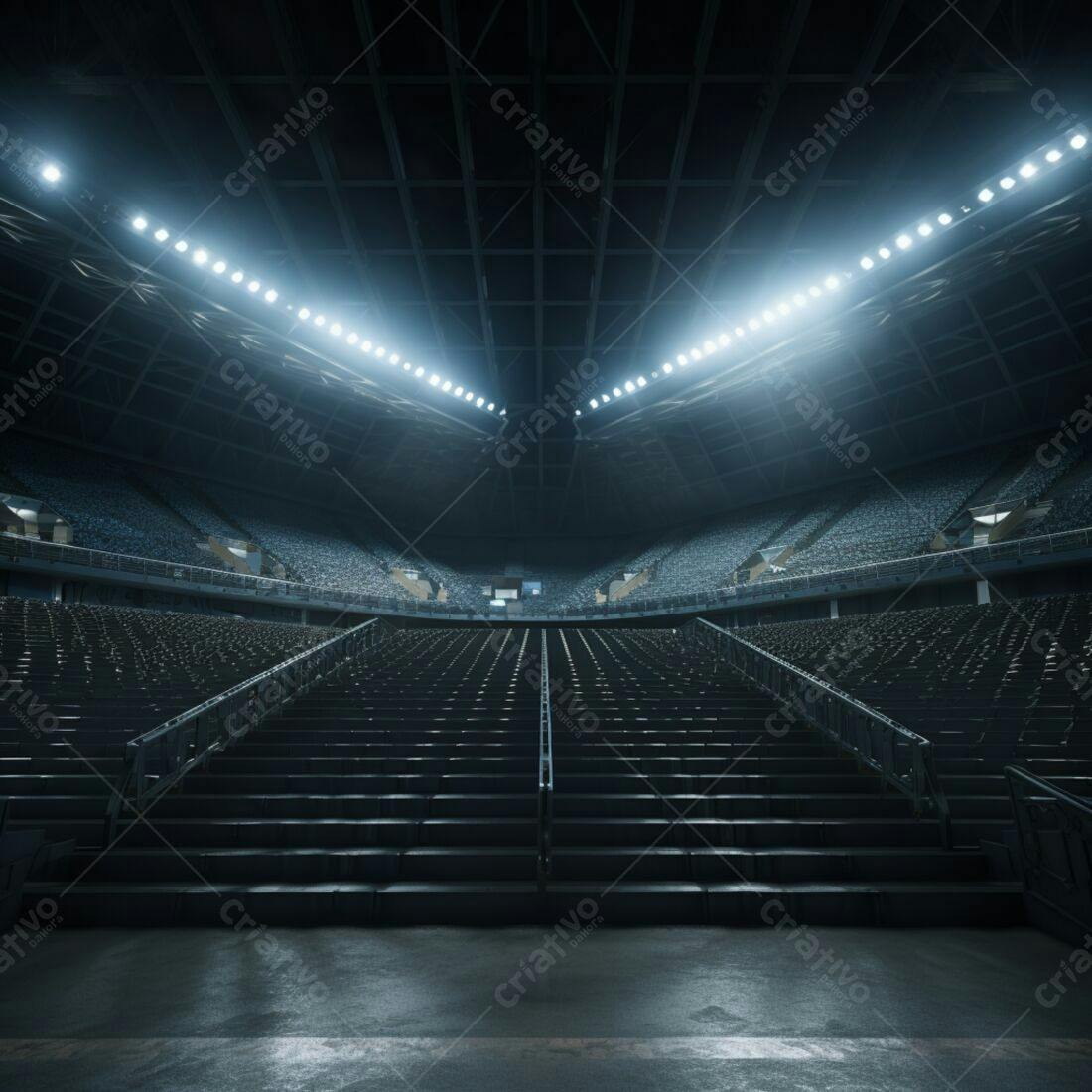 Estádio vazio iluminado à noite