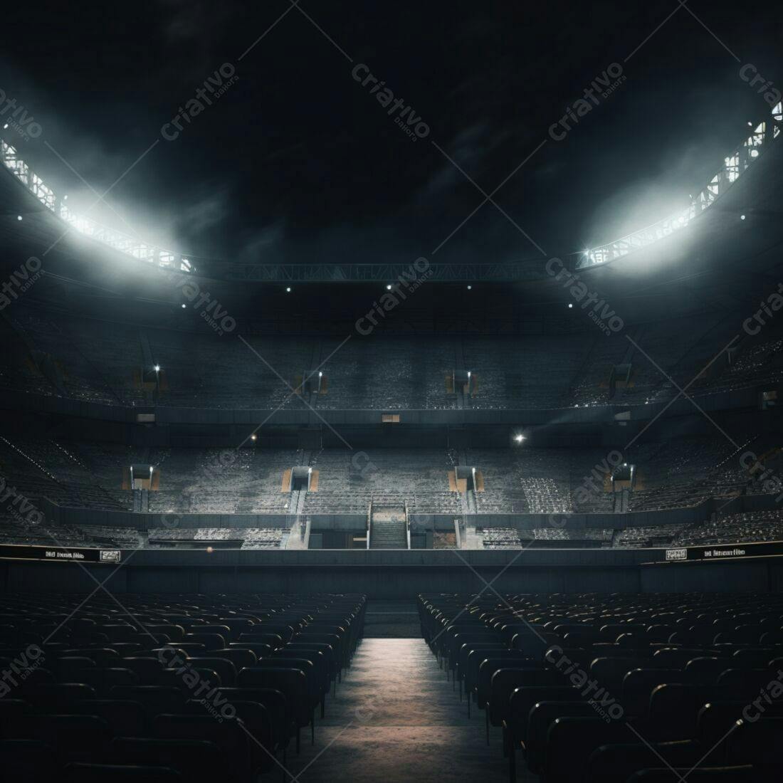 Estádio vazio iluminado à noite