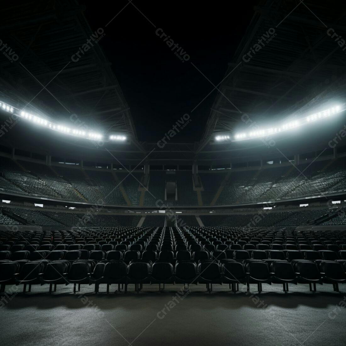 Estádio vazio iluminado à noite