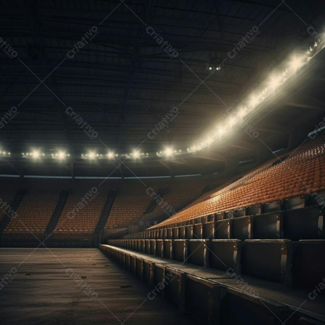 Estádio vazio iluminado à noite