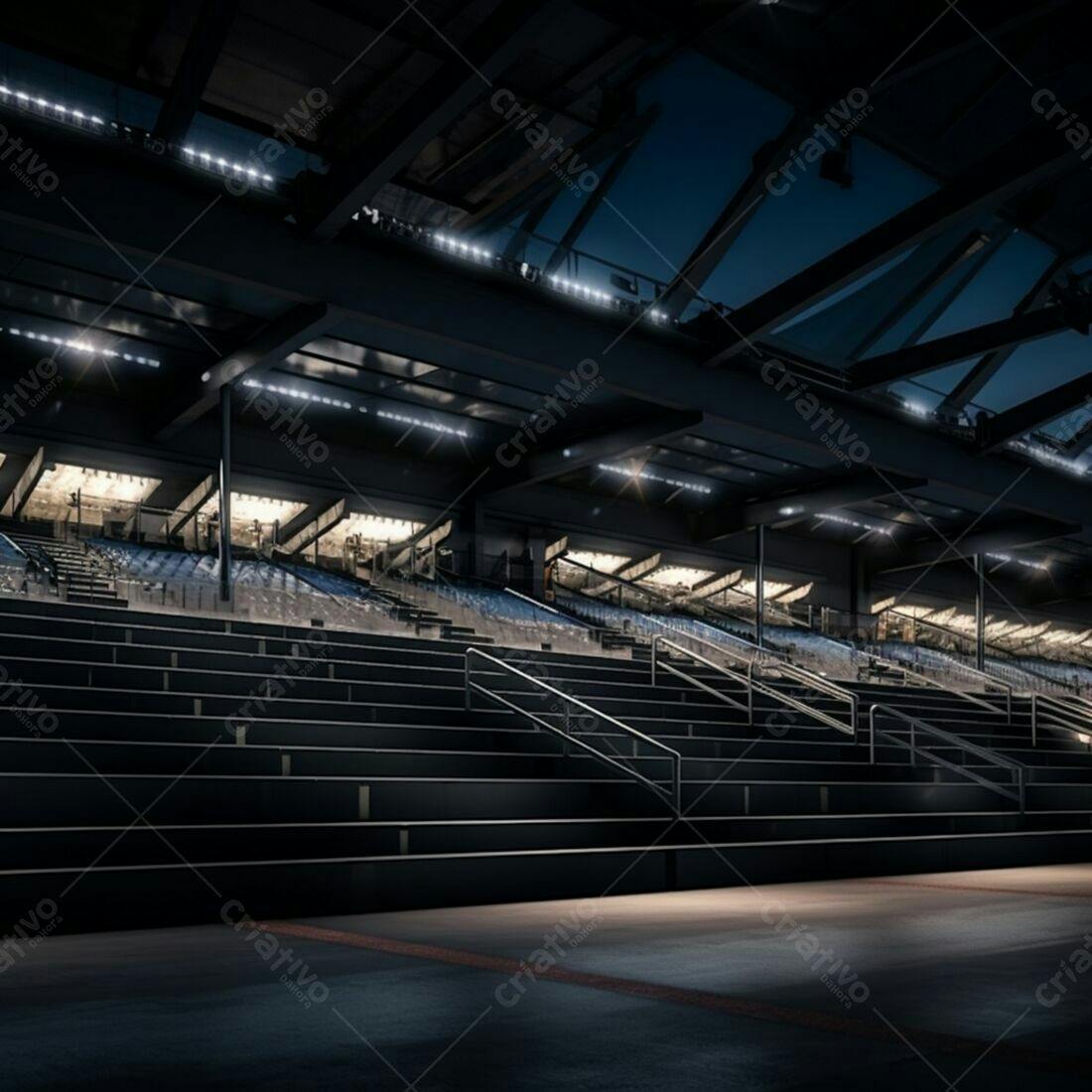 Arquibancadas vazias estádio noturno