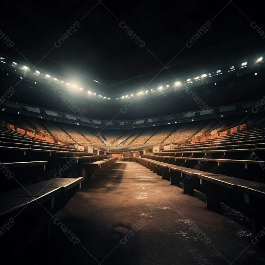 Estádio vazio iluminado à noite