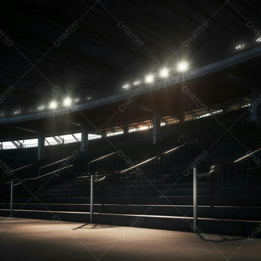 Arquibancada vazia estádio iluminado