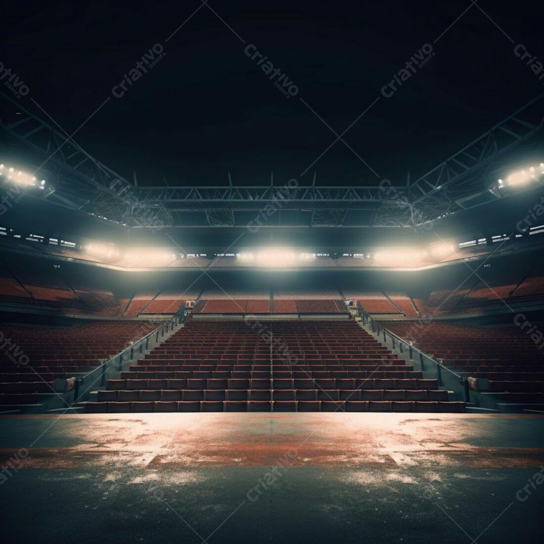 Estádio vazio palco iluminado noite