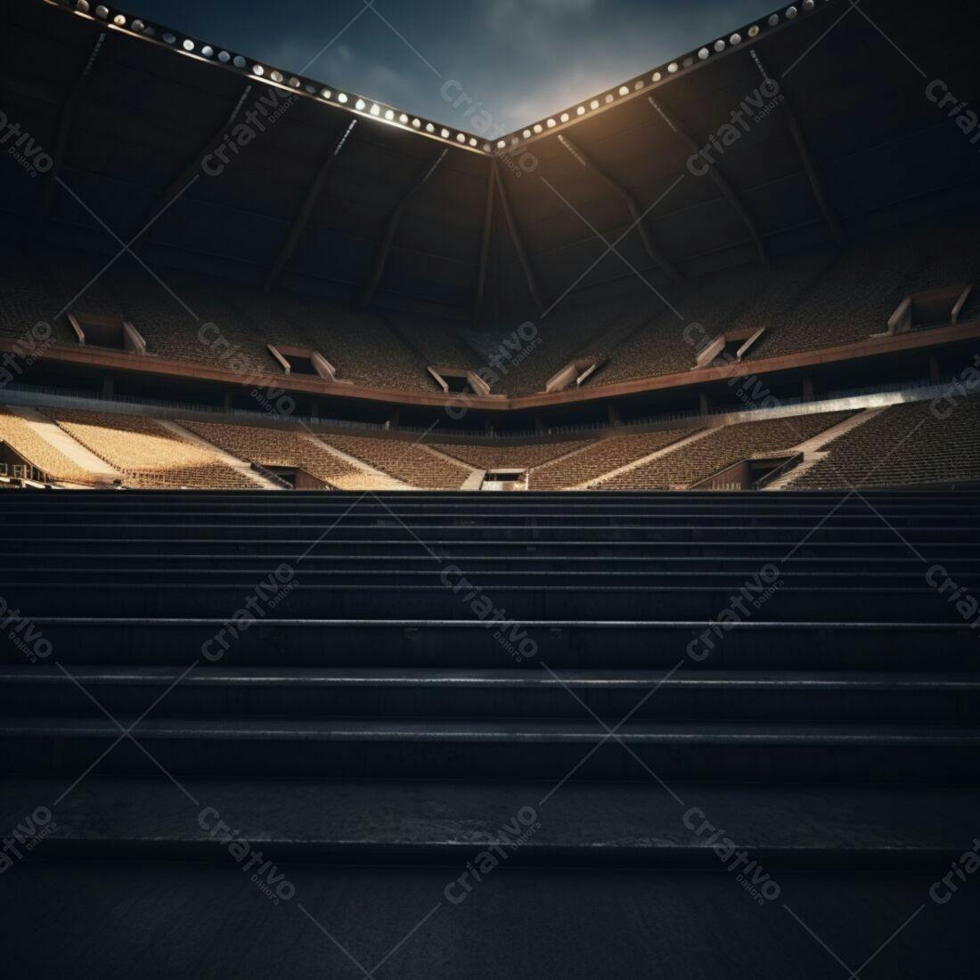 Estádio vazio sob a luz do dia