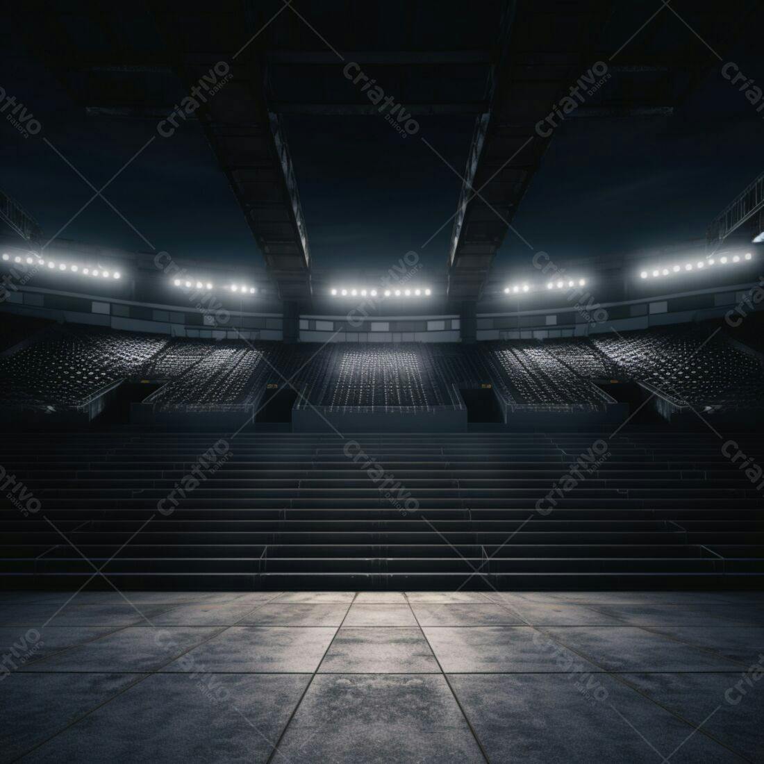 Estádio vazio iluminado à noite