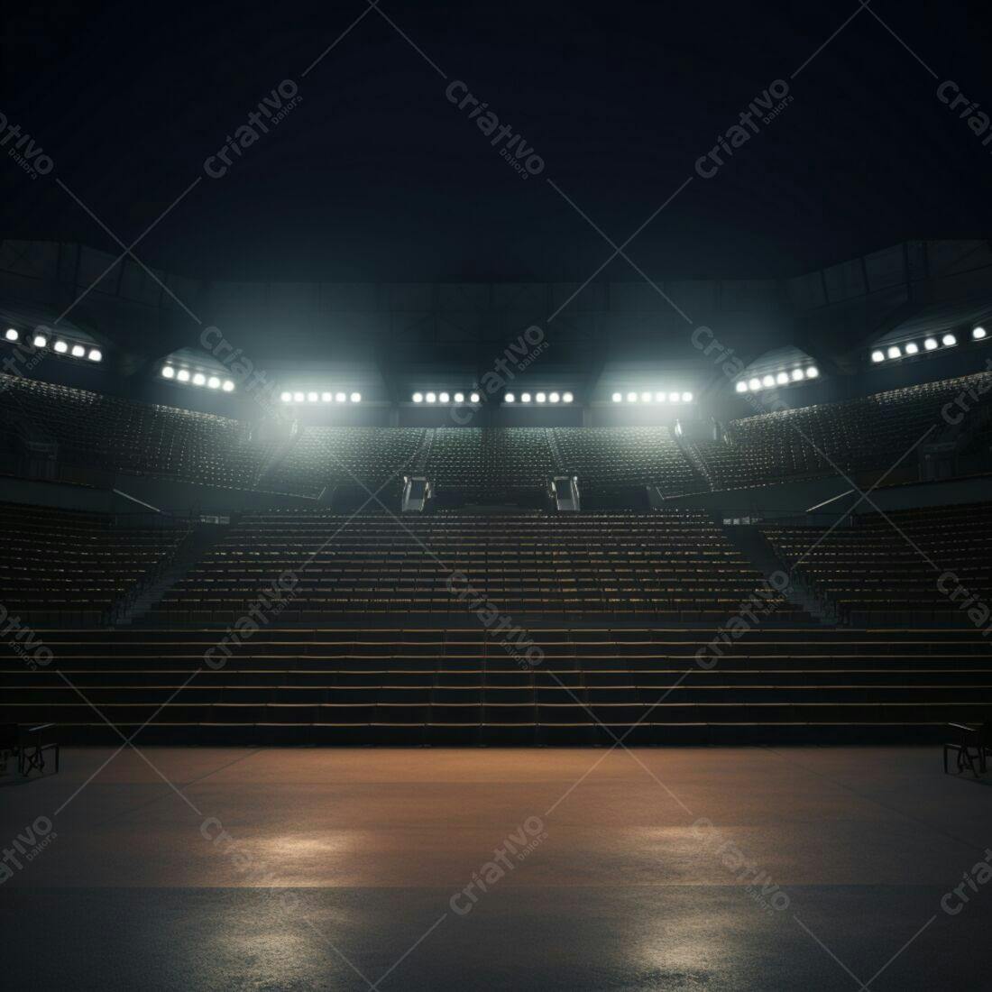 Auditório vazio iluminado à noite