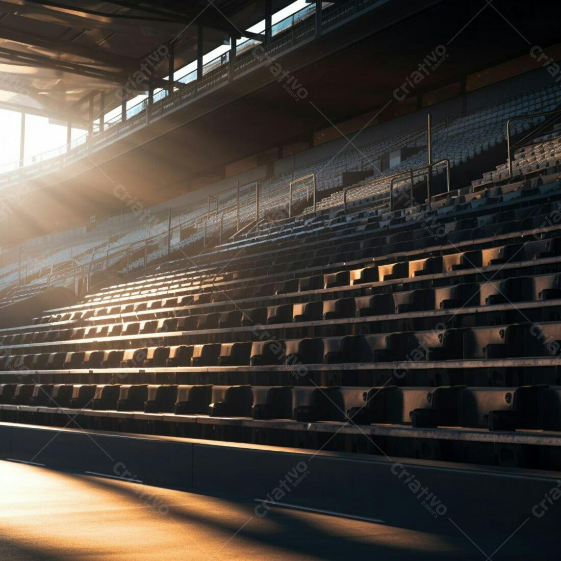 Assentos vazios em estádio ao amanhecer