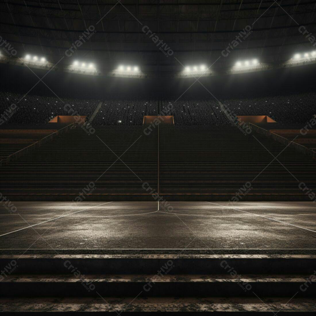 Estádio vazio sob a luz dos refletores