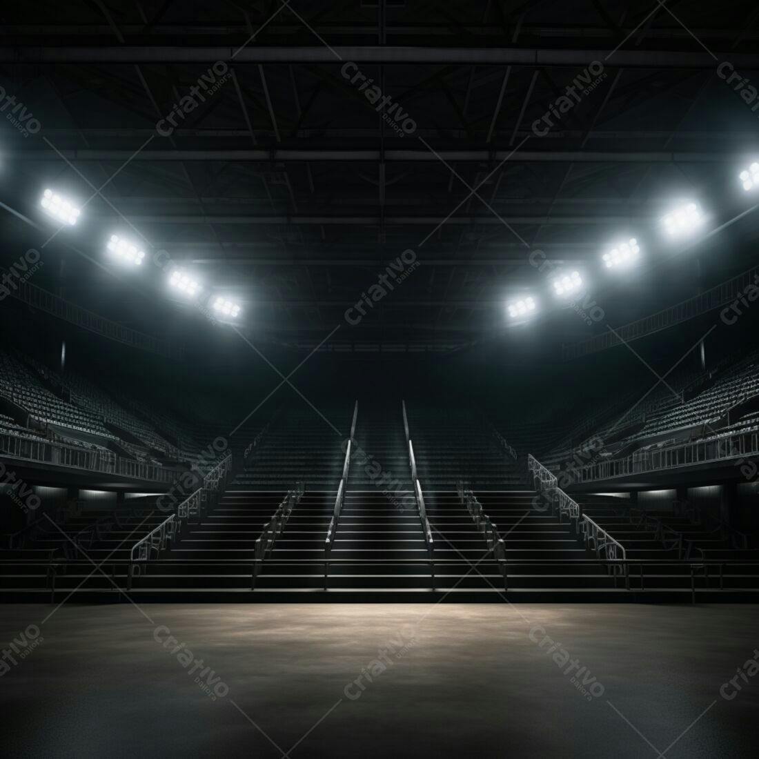 Estádio vazio iluminado à noite