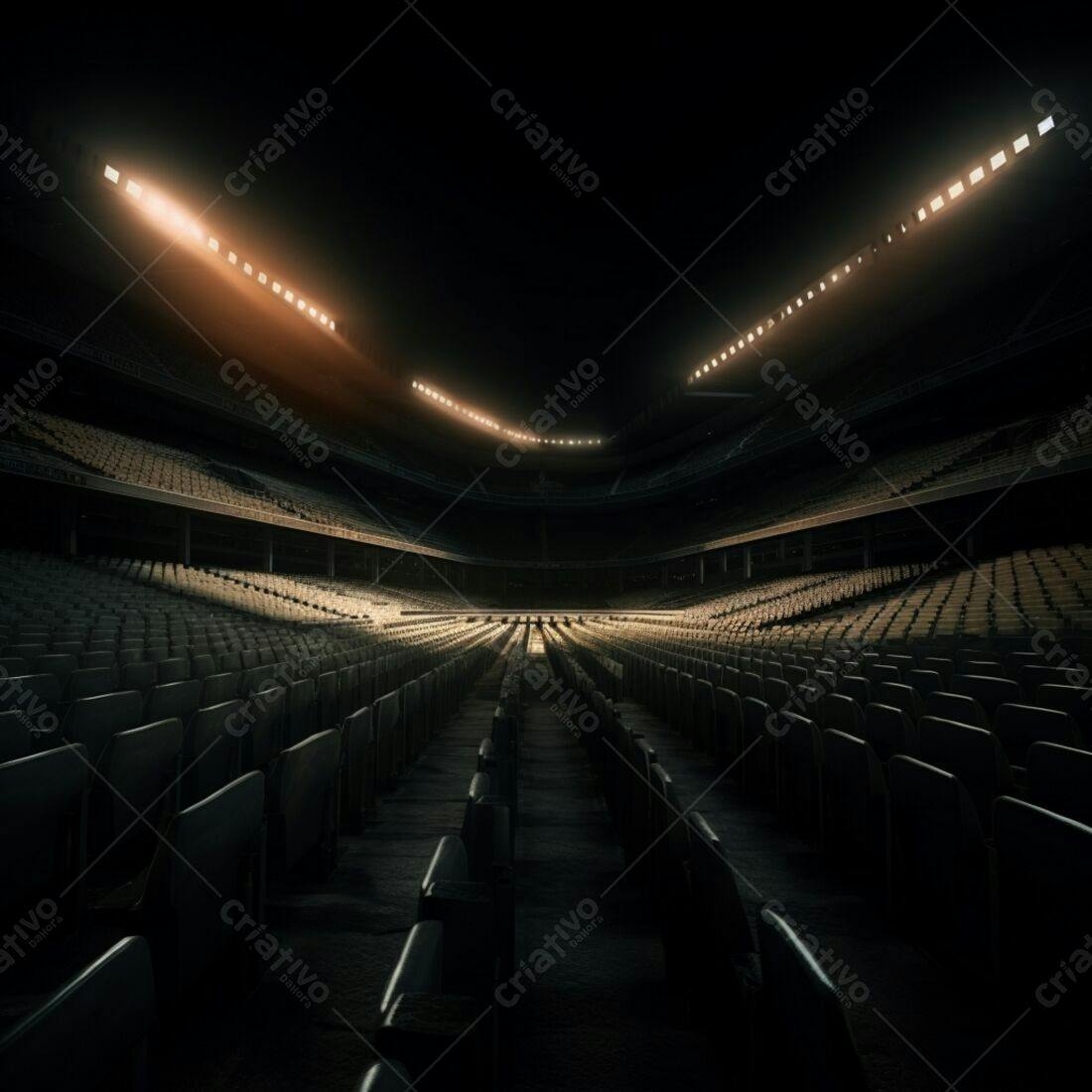 Estádio vazio iluminado à noite