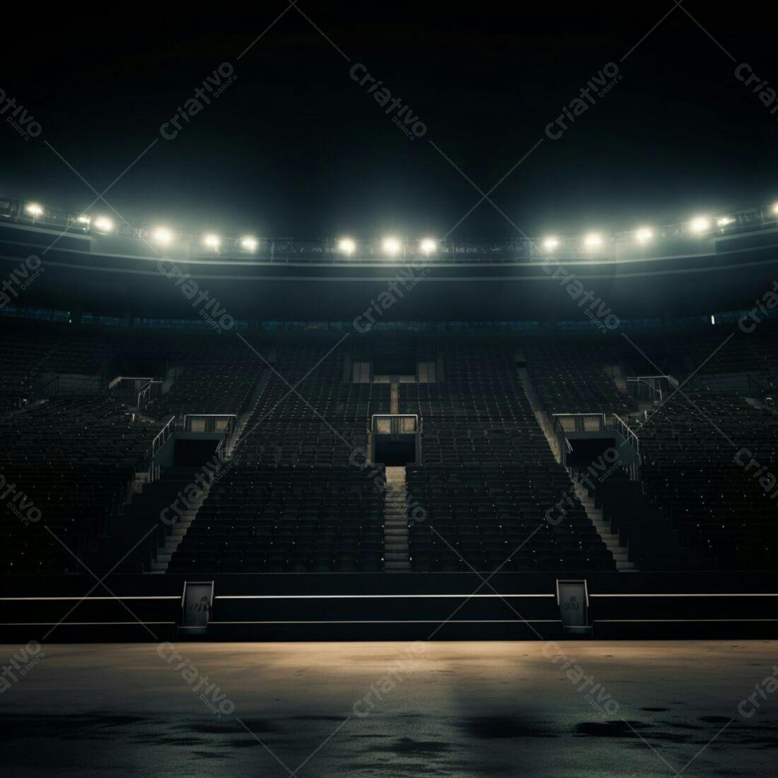 Estádio vazio iluminado à noite