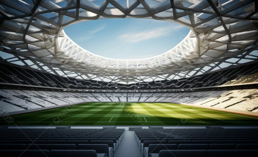 Estádio moderno vazio dia ensolarado