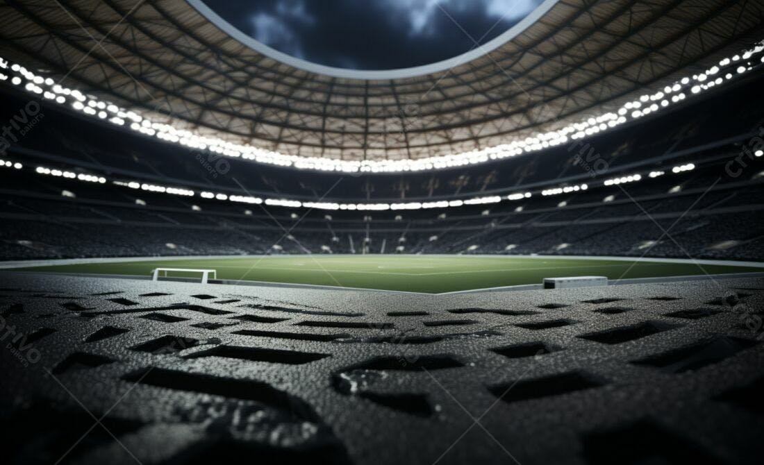 Estádio de futebol noturno vazio