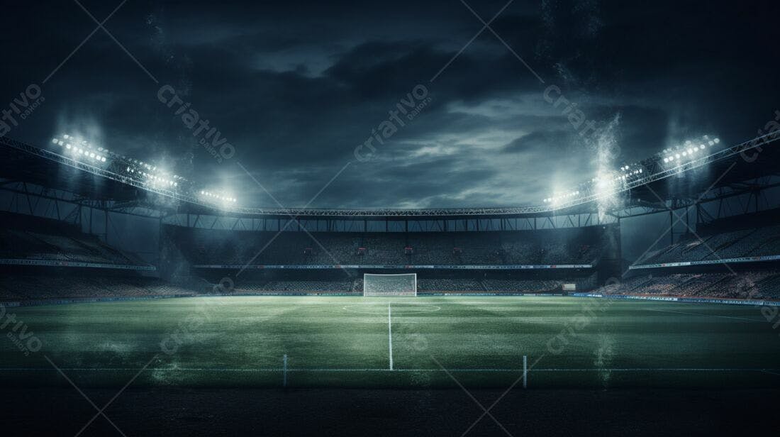Estádio de futebol noturno vazio