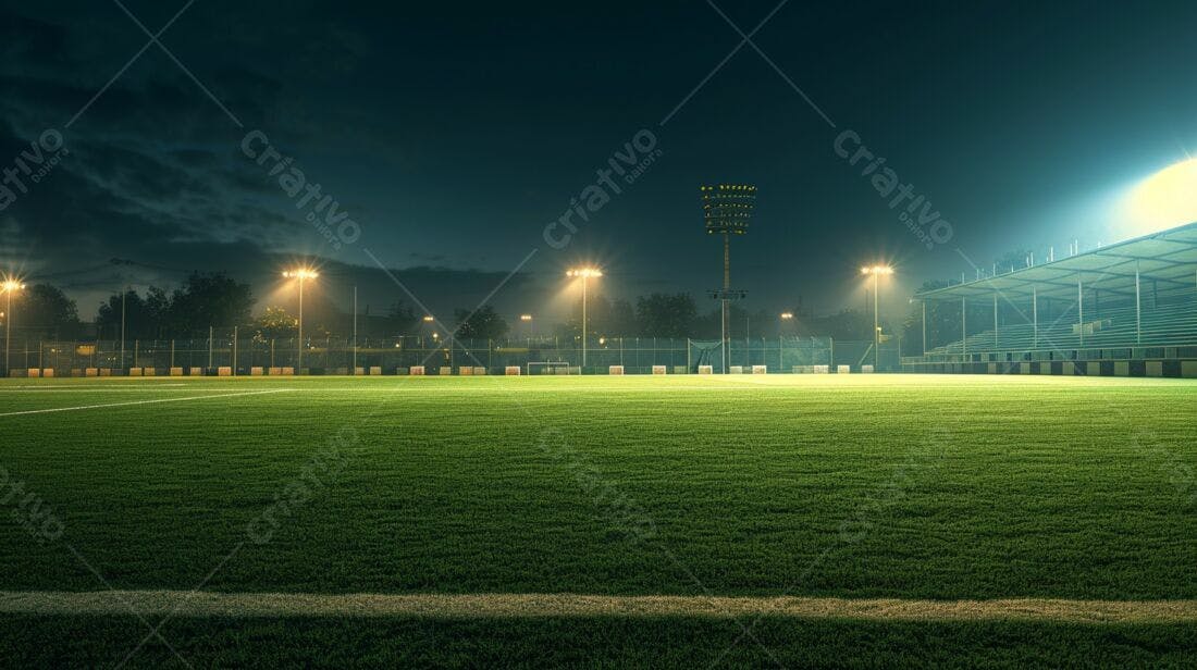 Campo de futebol iluminado à noite