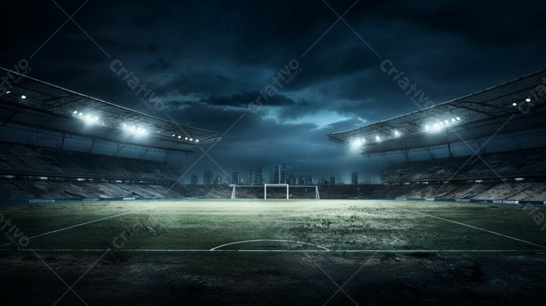Estádio de futebol noturno vazio