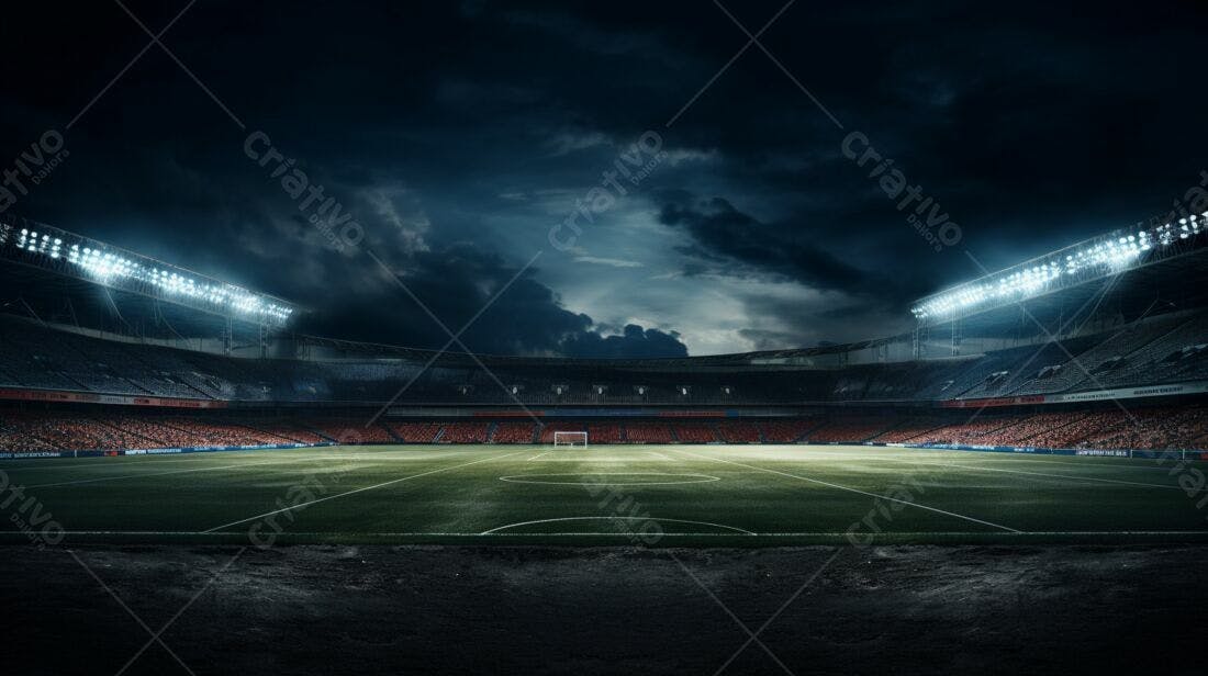 Estádio de futebol noturno vazio