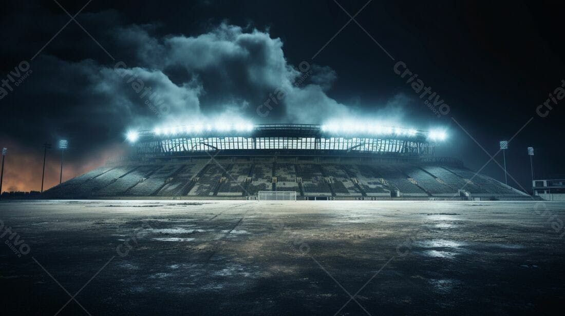Estádio vazio noite nublada
