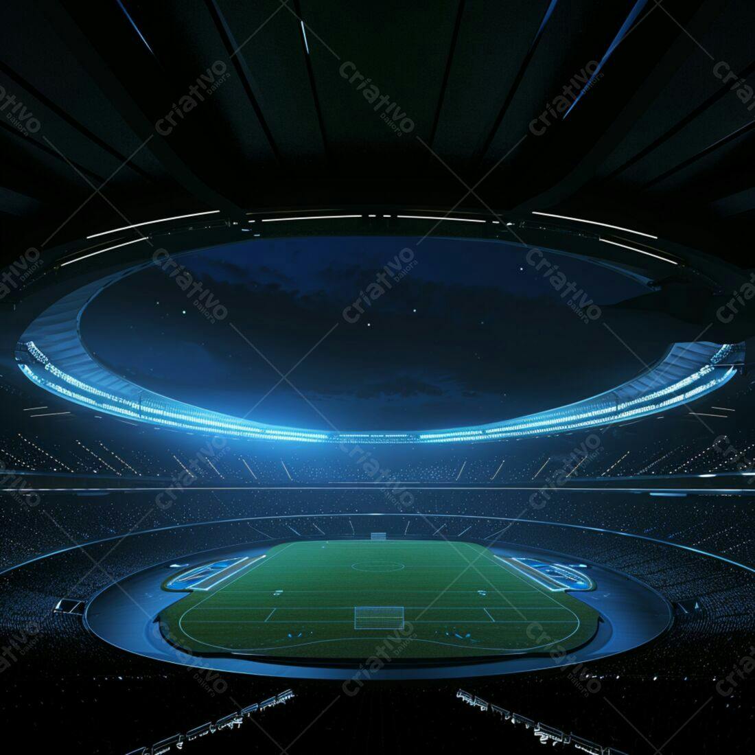Estádio moderno iluminado à noite