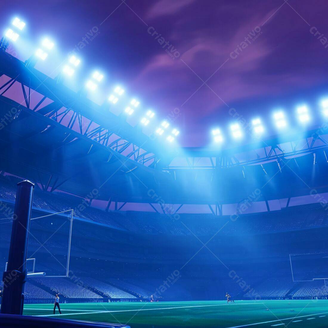 Estádio de futebol americano noturno iluminado