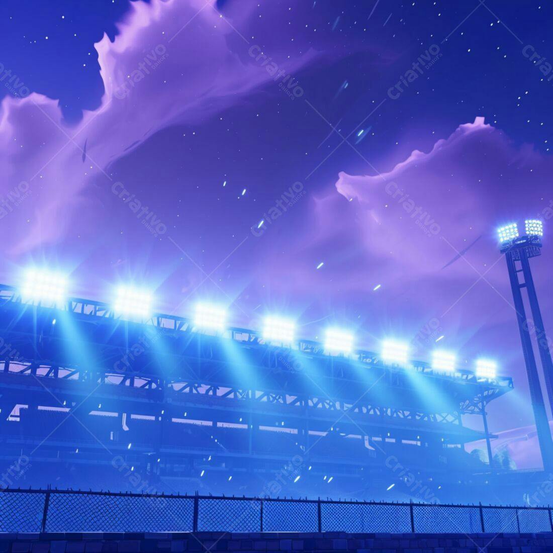 Estádio Noturno Iluminado