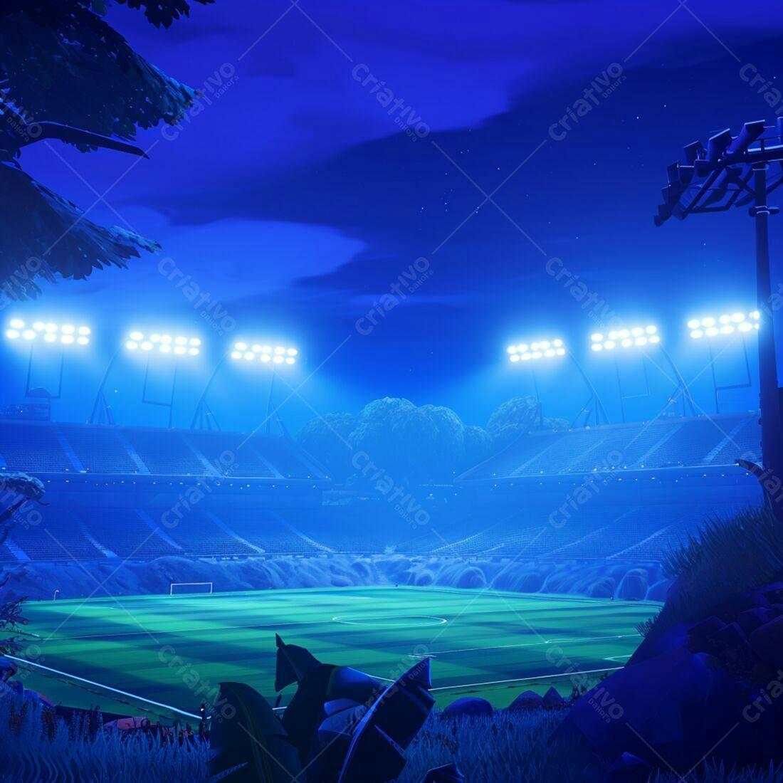 Estádio vazio noite iluminado