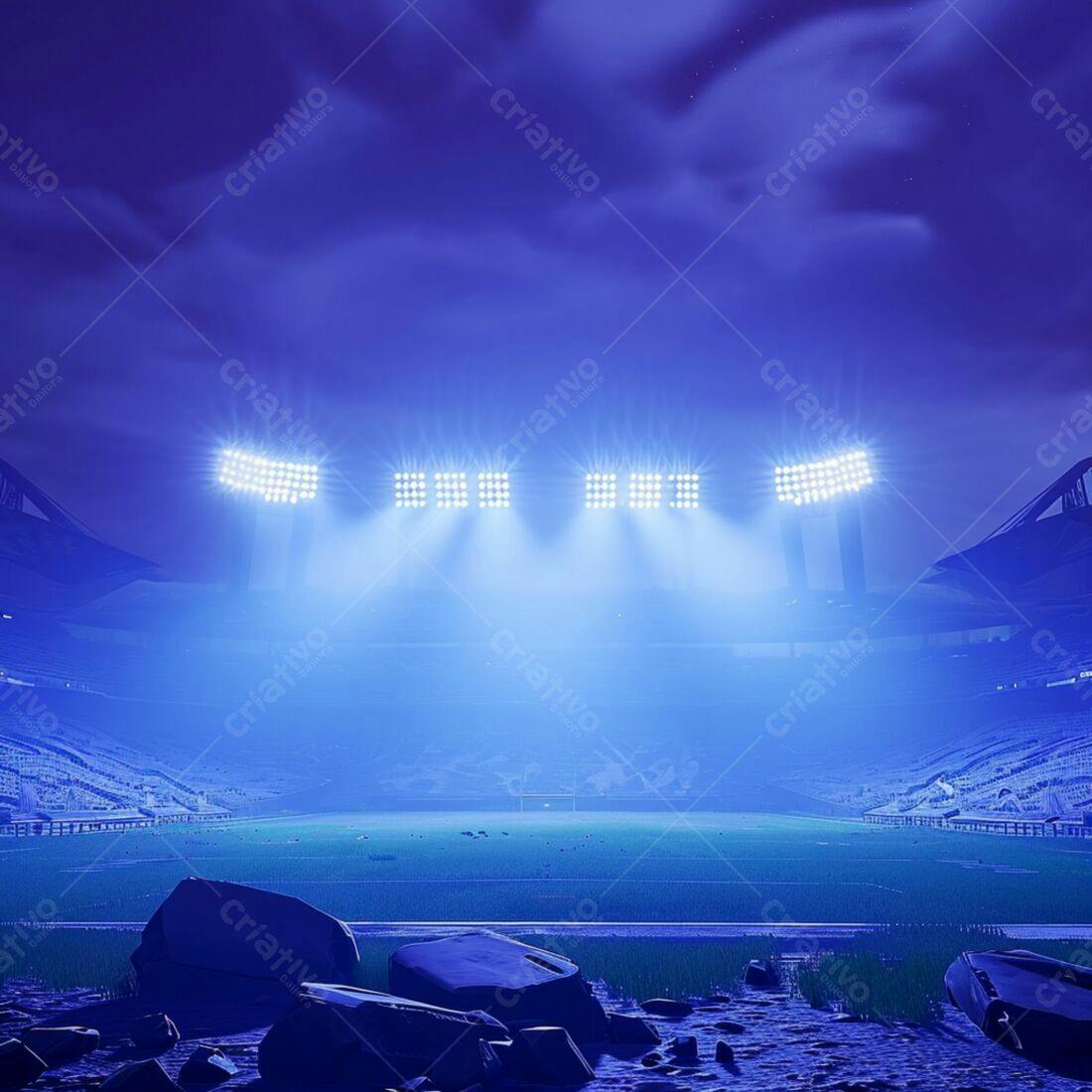 Estádio Noturno Iluminado