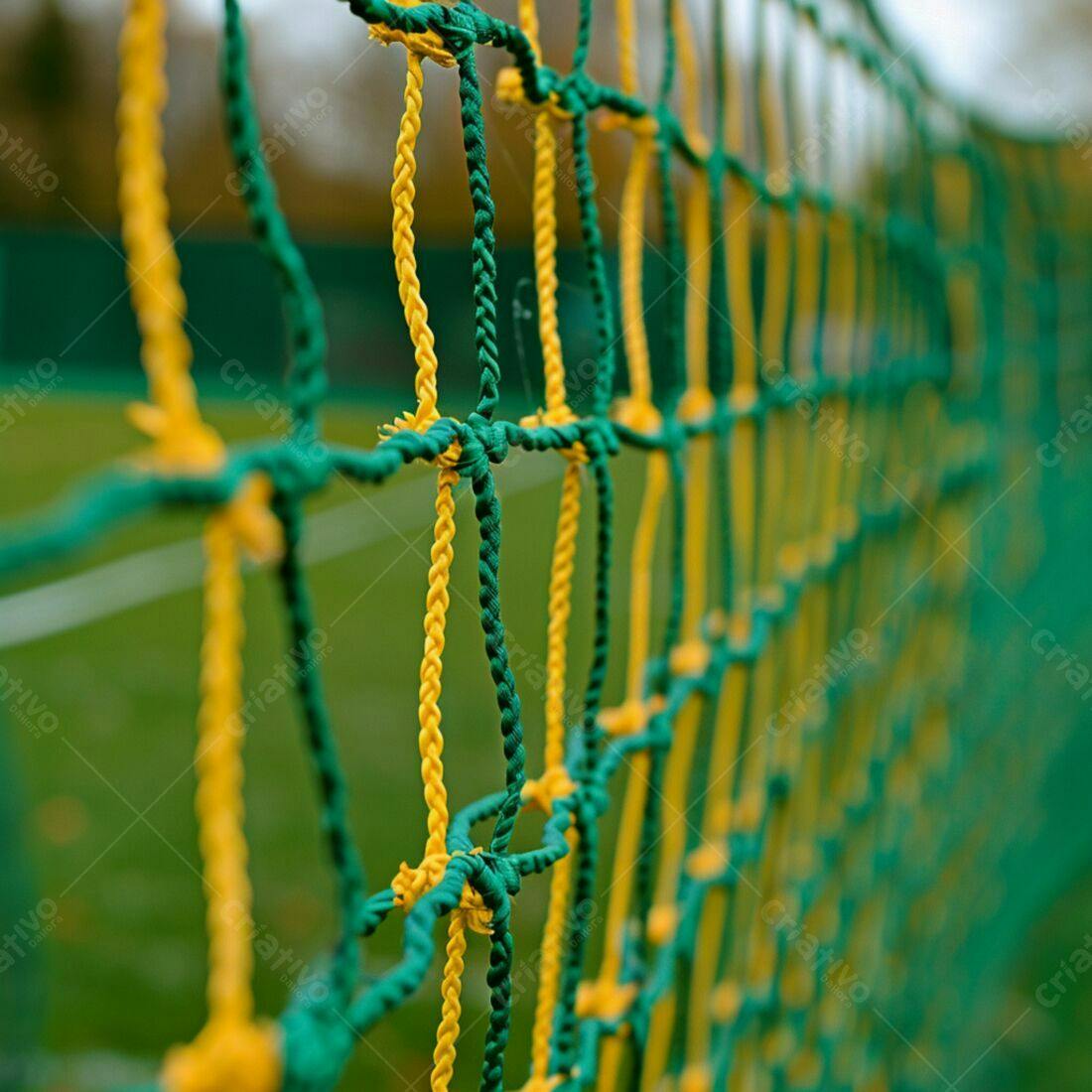 Rede esportiva verde e amarela em campo