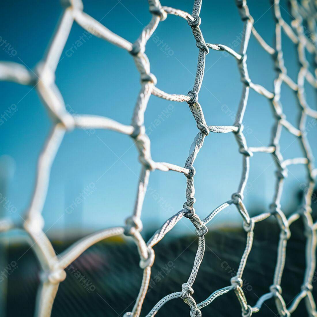 Rede de gol de futebol sob céu azul