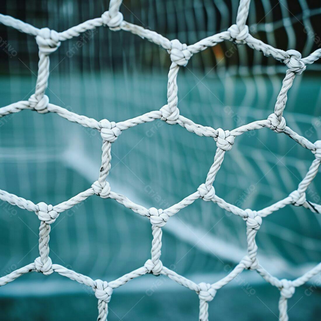 Rede de futebol branca em fundo azul