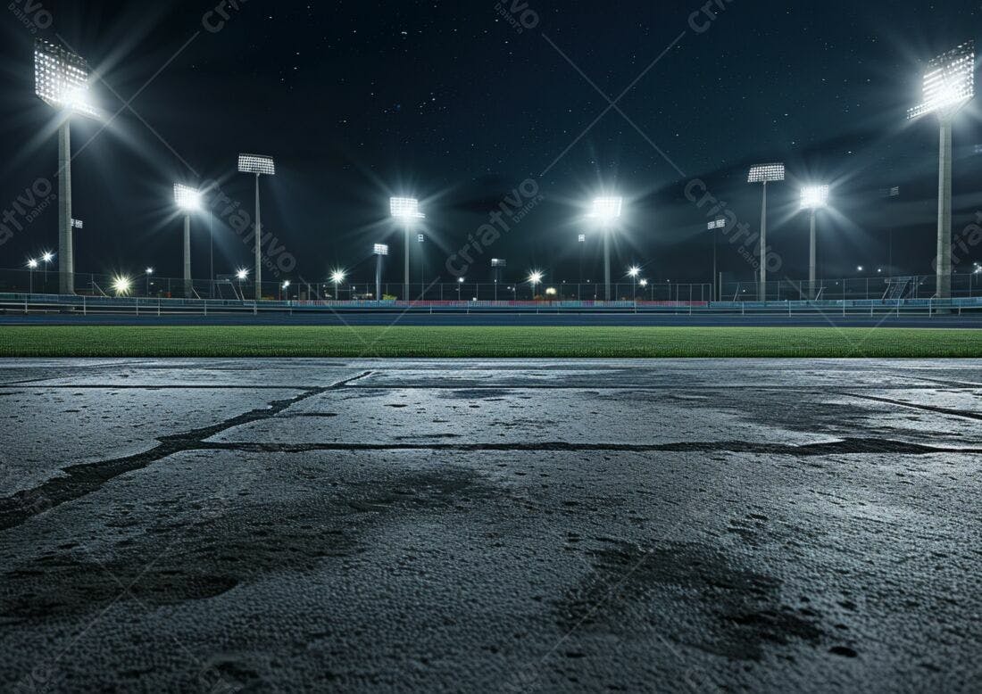 Estádio iluminado à noite