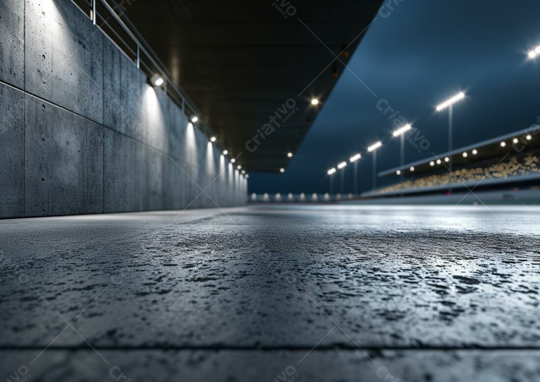 Pit lane noturno em autódromo